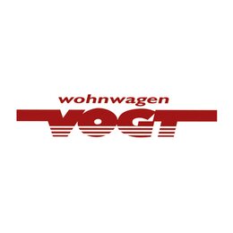 Rotes Logo „wohnwagen VOGT“ auf weißem Hintergrund