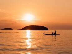 Herrlicher Sonnenuntergang in Kroatien mit dem Carado T448 Reisemobil